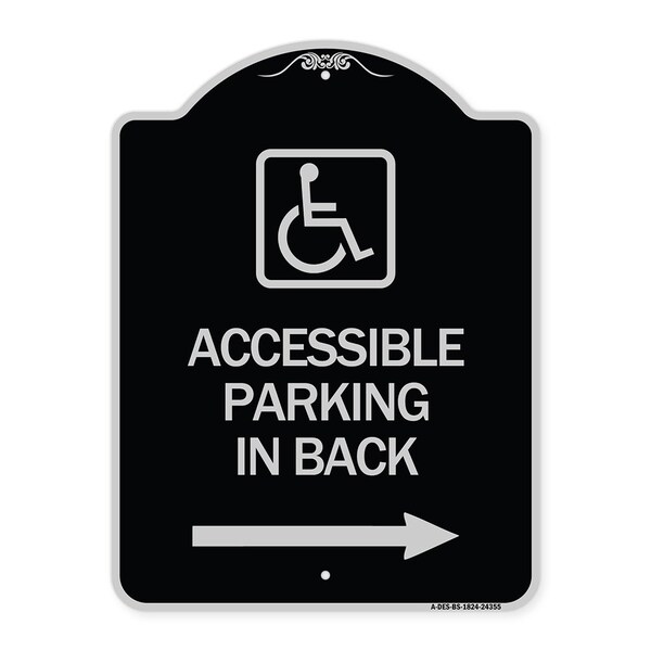 Accessible Parking on Right Arrow W/ Graphic Heavy-Gauge Aluminum Sign, 24" x 18", BS-1824-24355